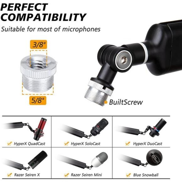 Mic Stand Boom Arm - Compatible with HyperX QuadCast, 360° Rotation Mic Stand - Picture 4 of 7